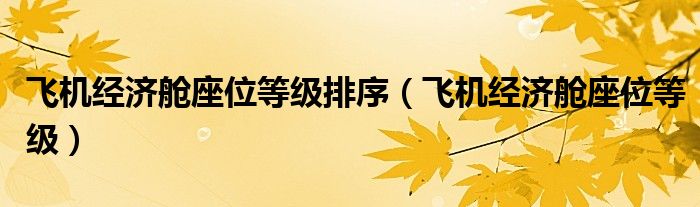 飞机经济舱座位等级排序（飞机经济舱座位等级）