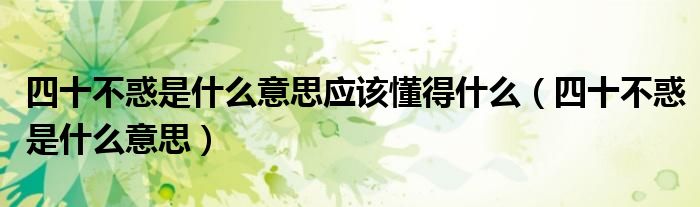 四十不惑是什么意思应该懂得什么（四十不惑是什么意思）