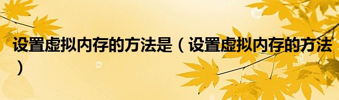 设置虚拟内存的方法是（设置虚拟内存的方法）