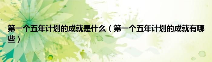 第一个五年计划的成就是什么（第一个五年计划的成就有哪些）