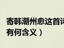 寄韩潮州愈这首诗读音（寄韩潮州愈最后两句有何含义）