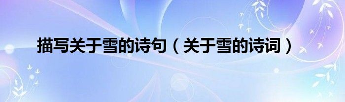 描写关于雪的诗句（关于雪的诗词）