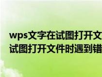wps文字在试图打开文件时遇到错误怎么解决（wps文字在试图打开文件时遇到错误）