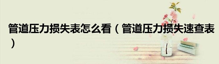 管道压力损失表怎么看（管道压力损失速查表）