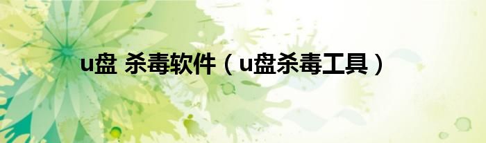u盘 杀毒软件（u盘杀毒工具）
