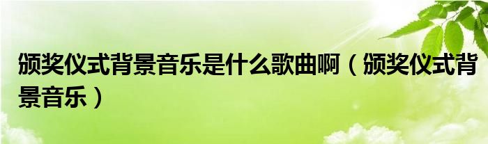 颁奖仪式背景音乐是什么歌曲啊（颁奖仪式背景音乐）