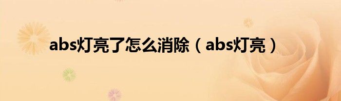 abs灯亮了怎么消除（abs灯亮）