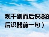 观千剑而后识器的前一句诗是什么（观千剑而后识器前一句）