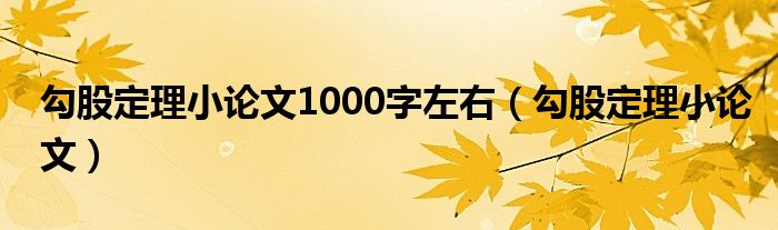 勾股定理小论文1000字左右（勾股定理小论文）