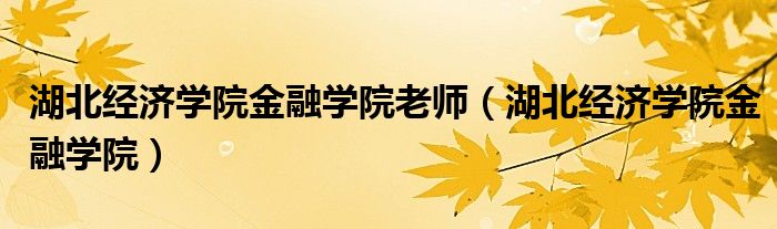湖北经济学院金融学院老师（湖北经济学院金融学院）