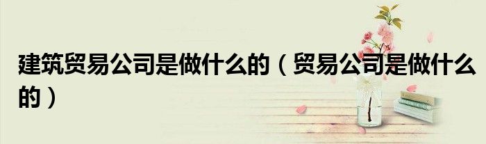 建筑贸易公司是做什么的（贸易公司是做什么的）
