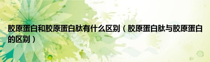 胶原蛋白和胶原蛋白肽有什么区别（胶原蛋白肽与胶原蛋白的区别）