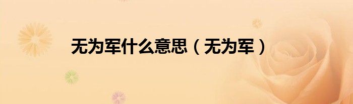 无为军什么意思（无为军）